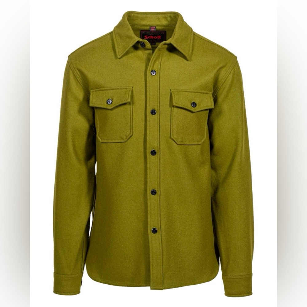 Schott CPO Wool Shirt Jacket Size M Medium Pistachio Green Olive Heavyweight